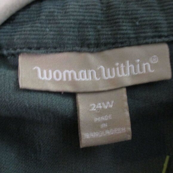 Woman Within Plus Size 24W Green Corduroy Long Sleeve Button Up Dress Modest - Picture 5 of 8